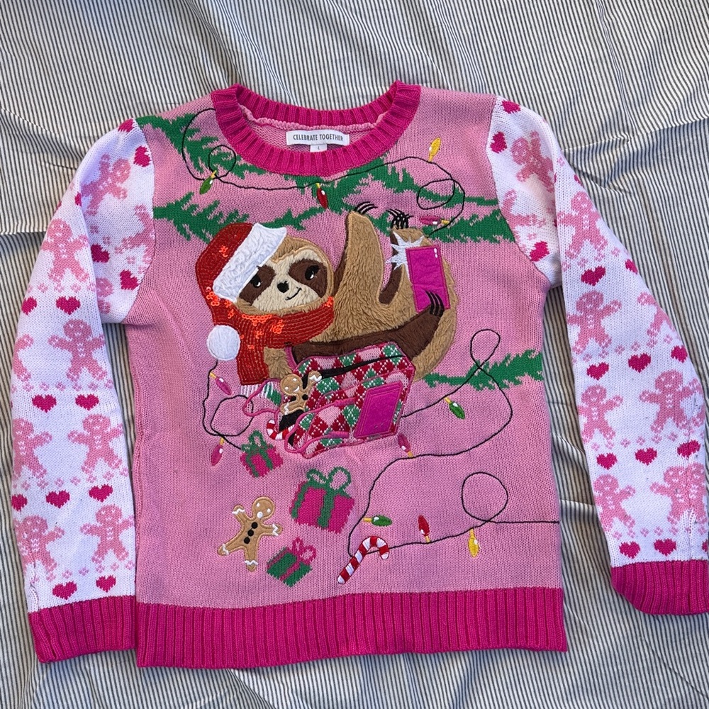 Celebrate Together Kids Pink Holiday Sweater